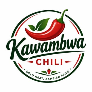 Kawambwa Chili logo featuring a red chili pepper with green leaves in a circular badge design with bold green and red text